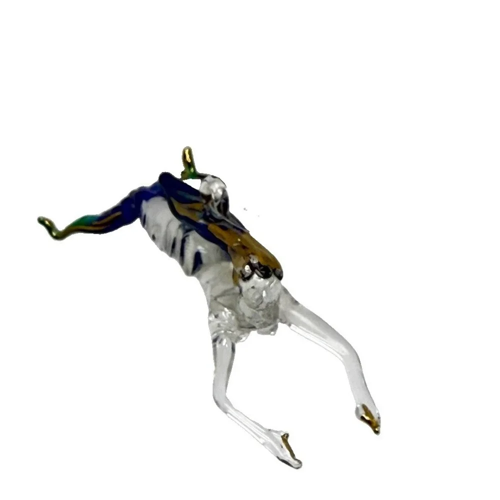 Hand Blown Glass Mermaid Ornament Blue Green Gold Coastal Fantasy Decor 5